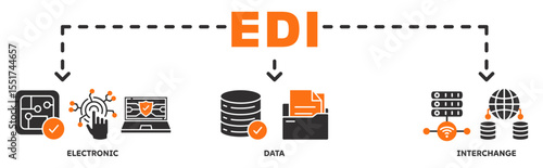 EDI banner web icon vector illustration concept with icon of electronic, data, interchange