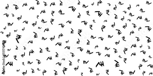 Rupee Symbols Pattern on White Background.