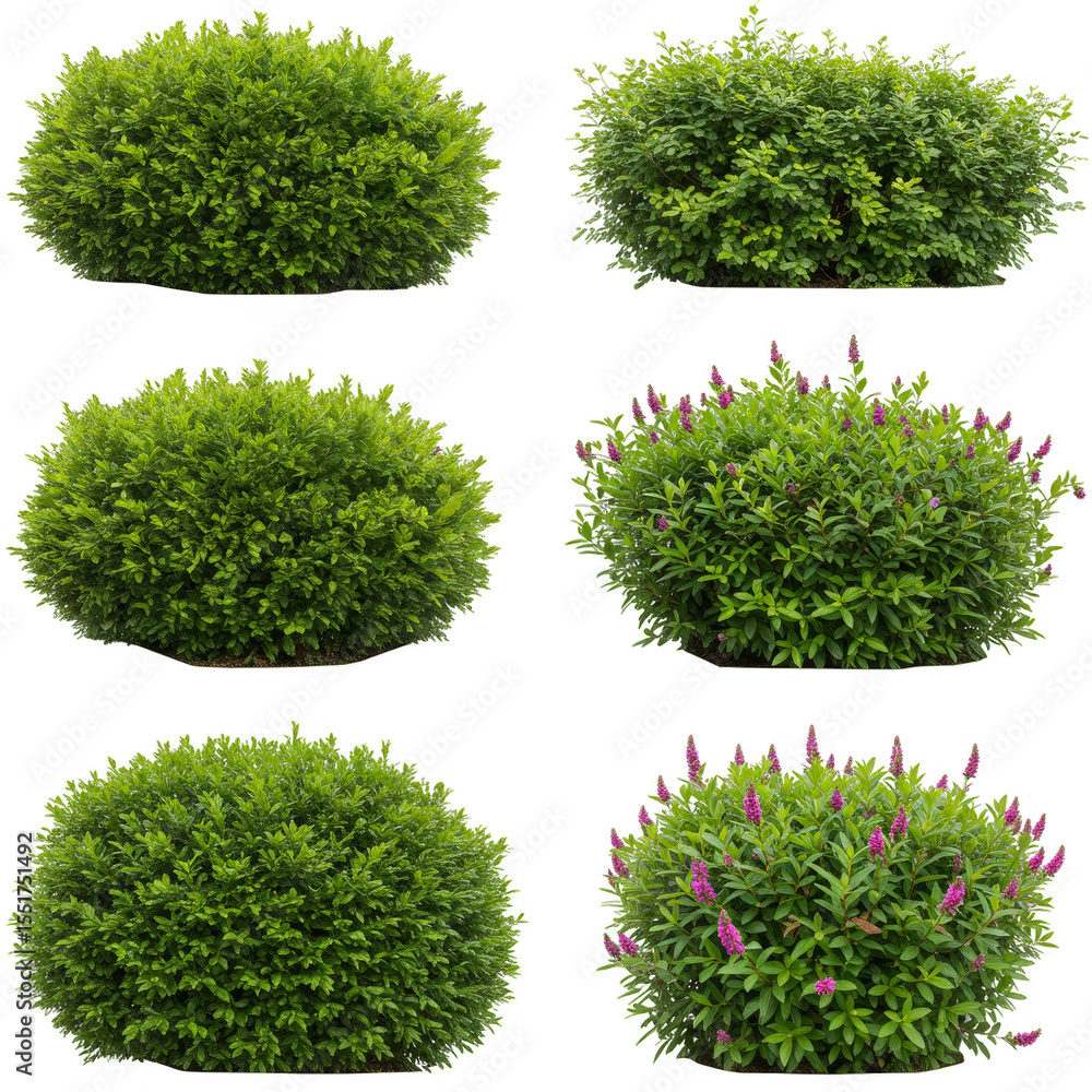 Fototapeta premium Illustration Round Green Bush With Transparent Background and Flora