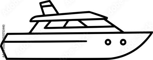 Simple vector outline of a boat, ship, yacht or motorboat vessel vector illustration
