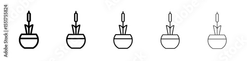 cattails in pot icon simple illustration logo art