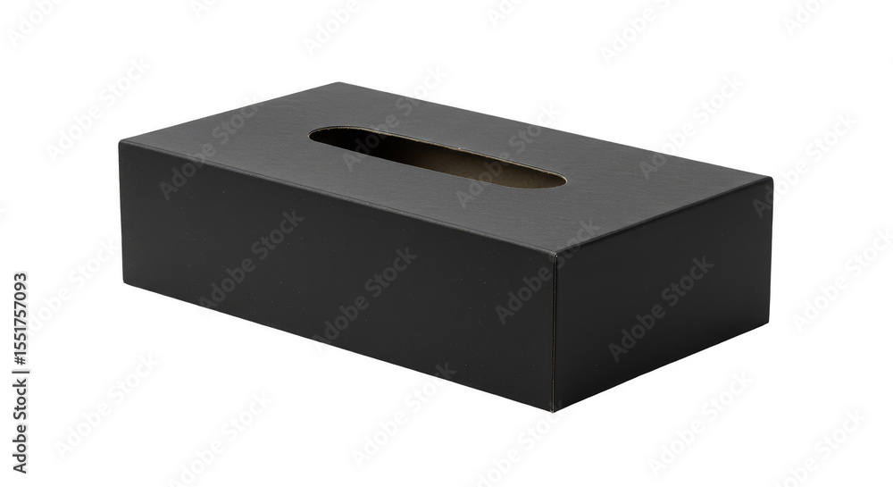 Fototapeta premium Isolated Black Tissue Box Holder Empty Rectangle Paper Container PNG