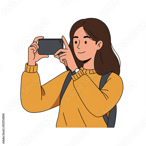 Woman taking photo with smartphone