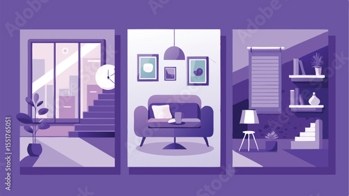 Modern living room and bathroom with stylish interior design