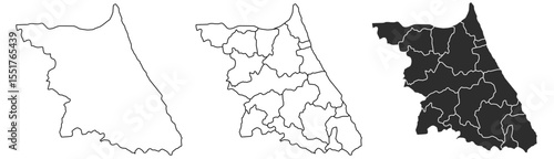 Gangwon Province map – vector illustration of administrative districts in South Korea