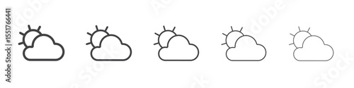 cloud with sun icon simple illustration logo art