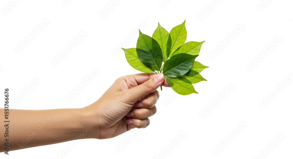 Isolated Hand Holding Green Leaves Transparent Background Nature Isolated Hand Holding Green Leaves Transparent Background Nature