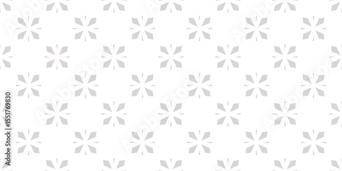Vector seamless geometric pattern with minimalist floral design. Abstract retro 1960s - 1970s inspired background, simple minimal texture with flower shapes. Repeated geo design for decor, wallpaper