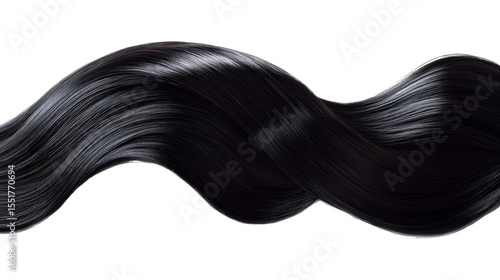 Luxurious flowing strands of black hair, showcasing shine and texture, ideal for beauty and hair care themes in professional photography collections