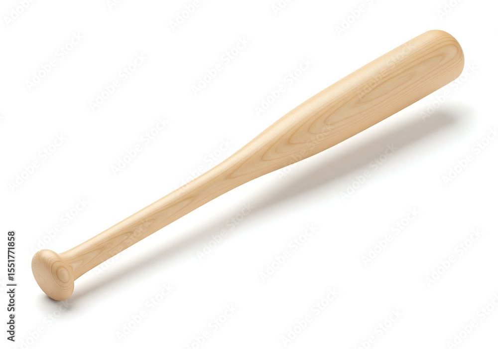 Wooden baseball bat isolated on white background for sports and recreation Wooden baseball bat isolated on white background for sports and recreation
