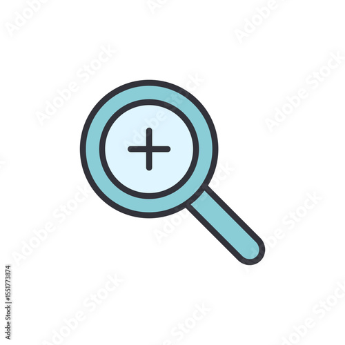 Magnifying Glass With Plus Symbol Depicting Zoom In Feature Illustration