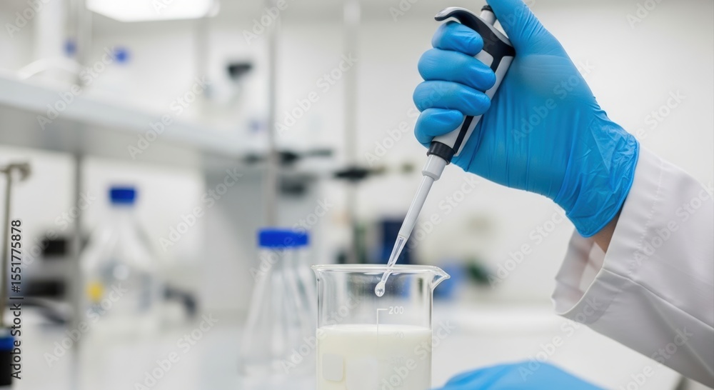 Laboratory Experiment with Pipette and Milk Sample in Scientific Research Setting Laboratory Experiment with Pipette and Milk Sample in Scientific Research Setting