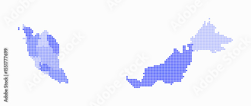 Malaysia dotted map. Digital style map of the country on white background. Malaysia shape with square dots. Colored dots style. Small size squares. Awesome vector illustration.