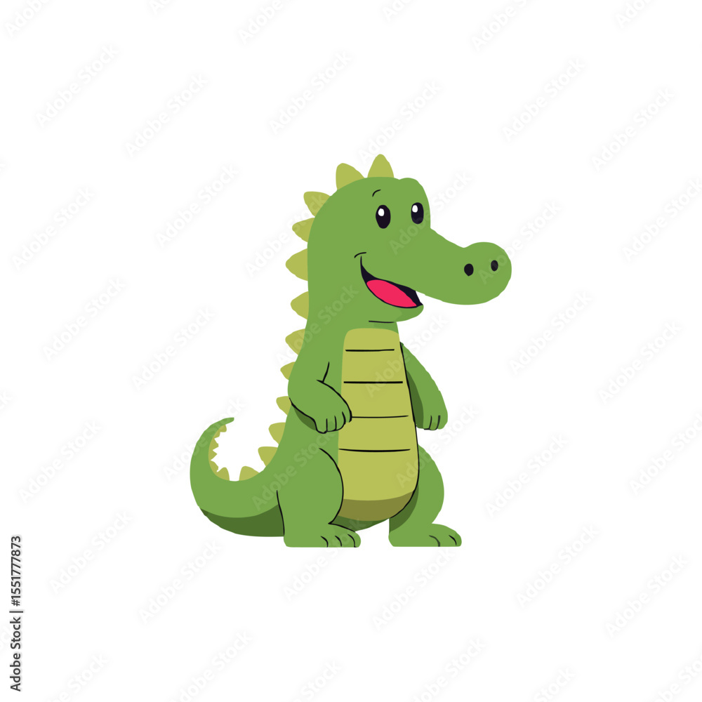 Obraz premium Crocodile Vector Isolated on White Background – Wild Reptile Cartoon Illustration