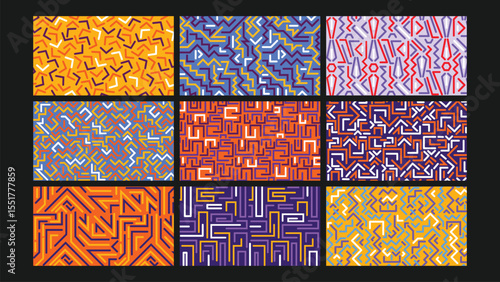 Playful doodle sketch background Set