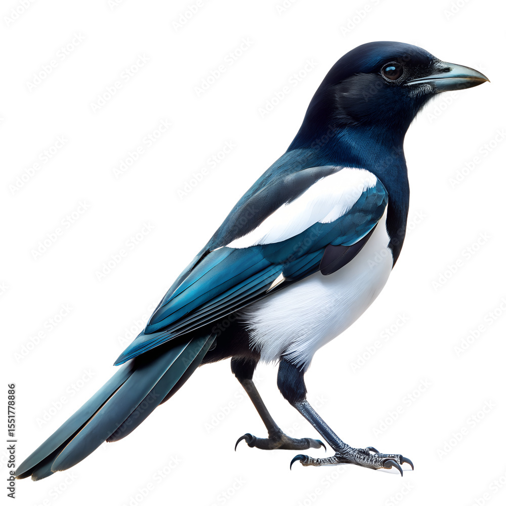 Obraz premium Magpie animal isolated on white background