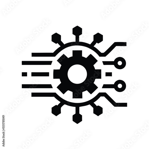 Technology Circuit Gear Icon Vector for AI Automation Logo Design.