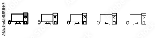 Desktop computer icon simple illustration logo art