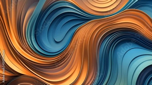 Colorful Layered Abstract Waves in 3D Motion