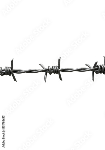 Isolated Silver Barbed Wire Transparent Background Detailed Closeup Sharp