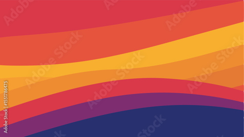 Abstract Wavy Gradient Background Smooth Curves in Warm Sunset to Deep Blue Tones