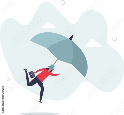 Insurance and protection, safety and security or business shielding or shelter to protect in economic crisis concept. character life .