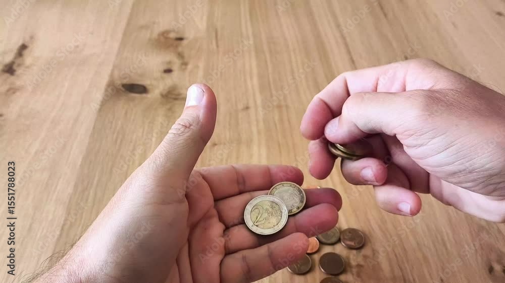 Contar monedas en crisis económica 
