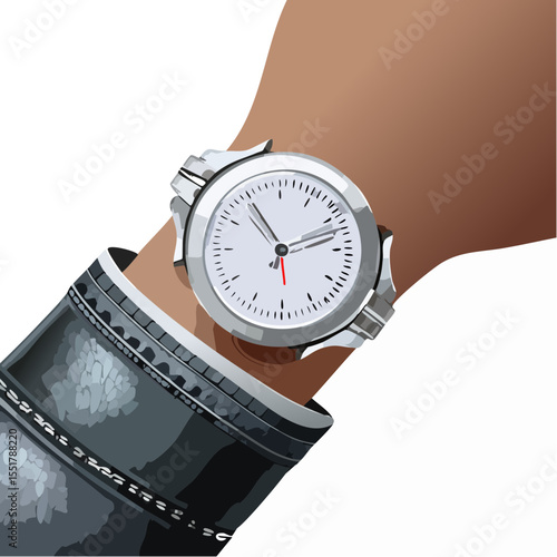 Stylish Vector Illustration of a Wristwatch on a Man's Arm