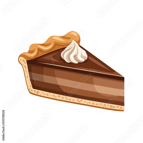 Delicious Chocolate Pie Slice with Whipped Cream Topping on Dark Background