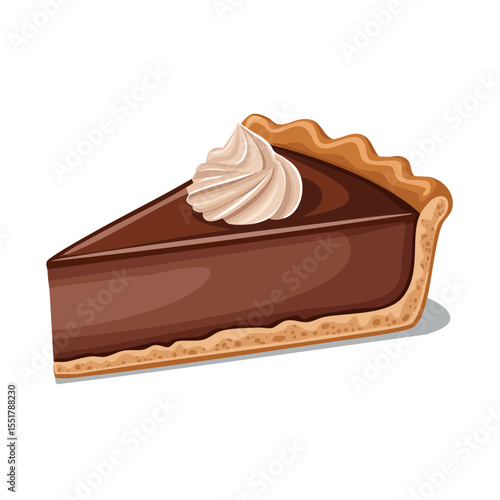 Delicious Slice of Chocolate Pie with Whipped Cream Topping