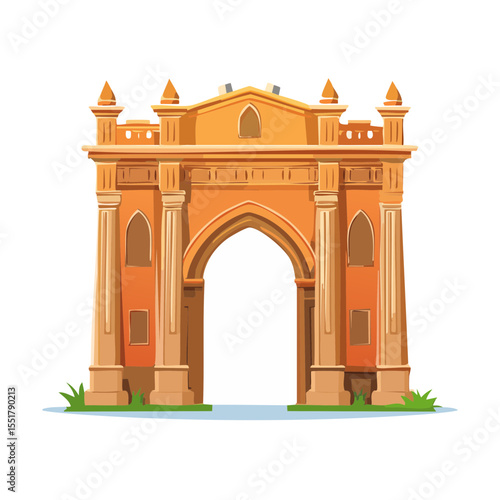 Illustration of the India Gate, a war memorial located in New Delhi, India.