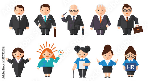 Bright And Cheerful Flat Design Illustration Of Diverse Business Professionals And Staff Members