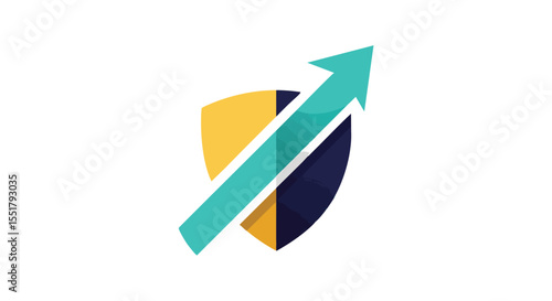 Free Download Vibrant Abstract Shield with Upward Arrow Illustrating Financial Growth, Data Security, and Business Success - GFXLoad