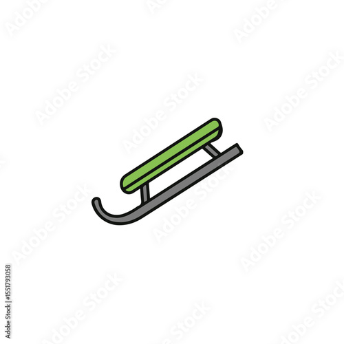 Simple green sled illustration. 