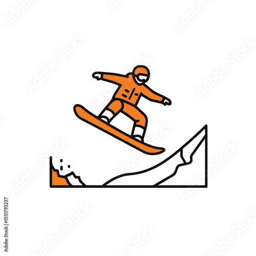 A snowboarder is captured mid-air, with a stunning snow-covered mountain in the background, showcasing the thrill and adventure of winter sports.