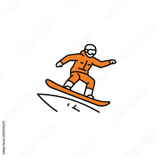 A snowboarder making a daring move on the slope.