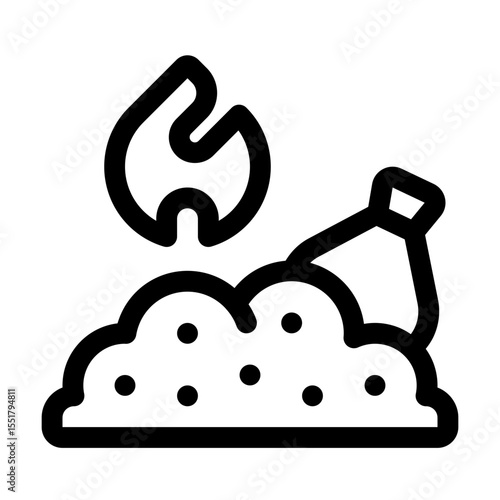 Incineration Line Icon. Single icon, line vector icon