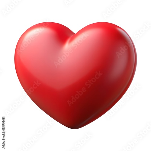 Red heart shape is isolated on white background