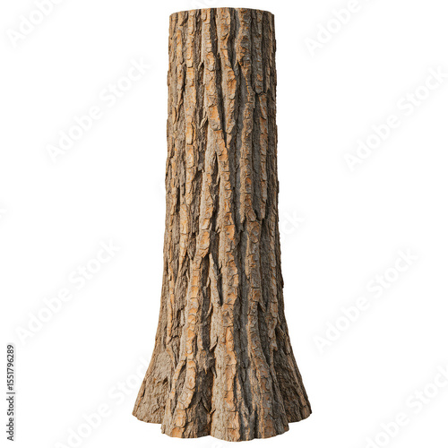 Isolated Tree Trunk PNG Image Featuring Detailed Brown Wood Bark Texture
