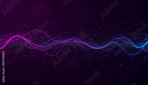 Dynamic flow, abstract purple and blue wave in motion on dark background