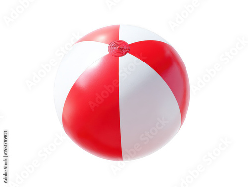 Red and white beach ball isolated on transparent background