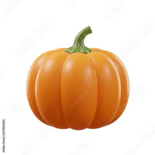Orange Pumpkin with Smooth Surface Isolated on Transparent Background 3d