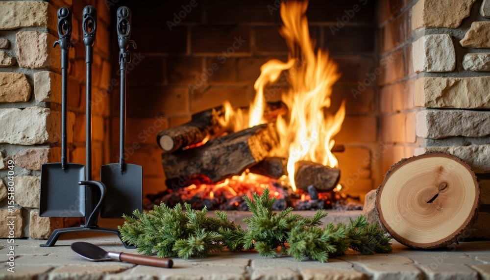 Obraz premium fireplace with fire