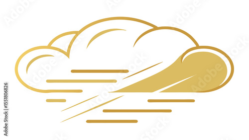 Golden cloud illustration depicting windy weather conditions with abstract design