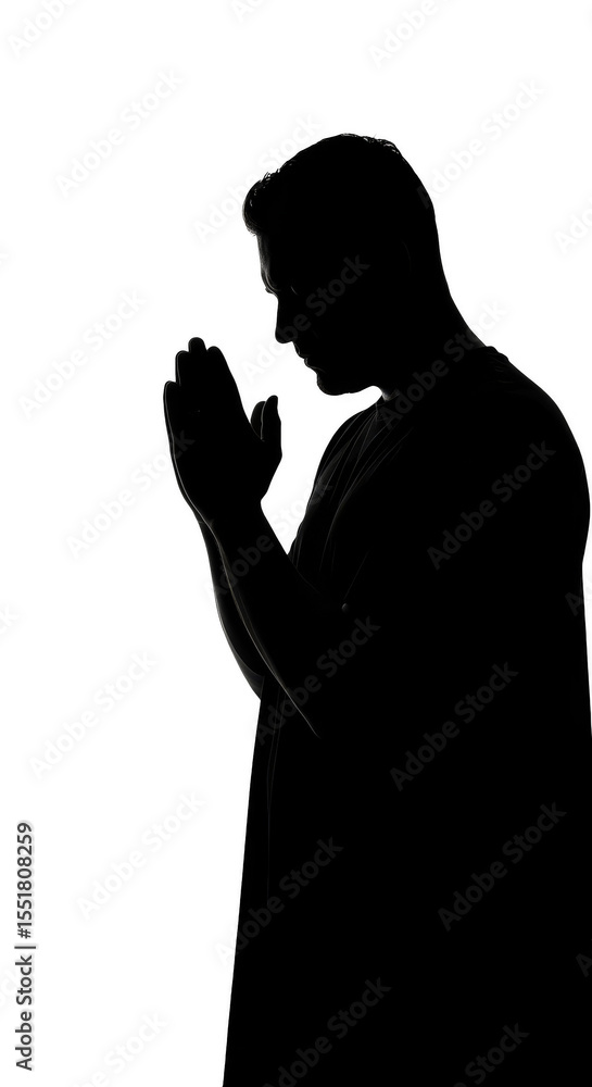 Silhouette of Person Praying in the Dark with Transparent Background Silhouette of Person Praying in the Dark with Transparent Background