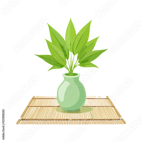 Still life with a plant in a pot