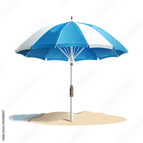 Beach Scene with Umbrella and Kiosk Vector Graphic