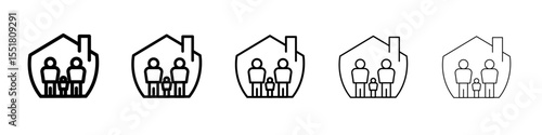 family safe at home icon simple illustration logo art