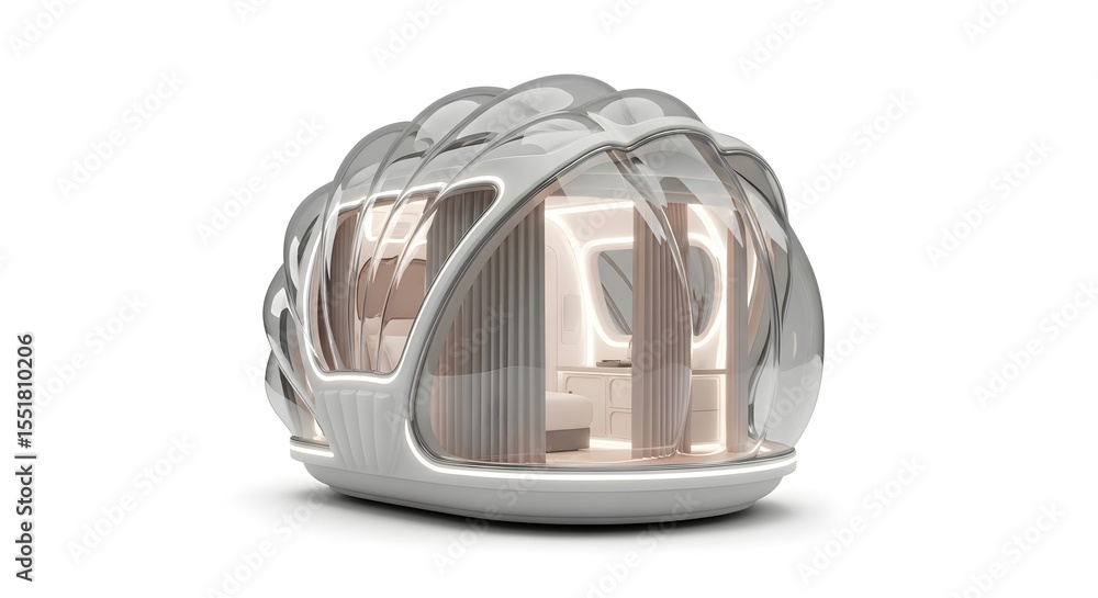 Fototapeta premium Futuristic Pod Structure White Isolated Modern Architecture