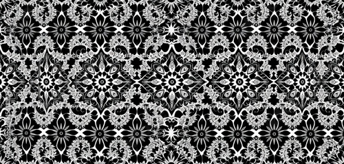 Intricate black and white lace pattern, seamless texture, mesh, beauty